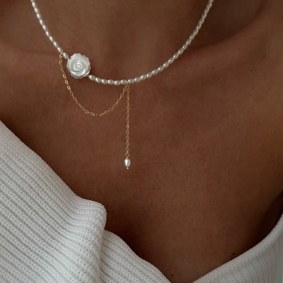 Authentic Minimalist Pearl Necklace Style Sensation Tassel Cold Tone Feng Shui Xiaomi Bead French Collar Chain
