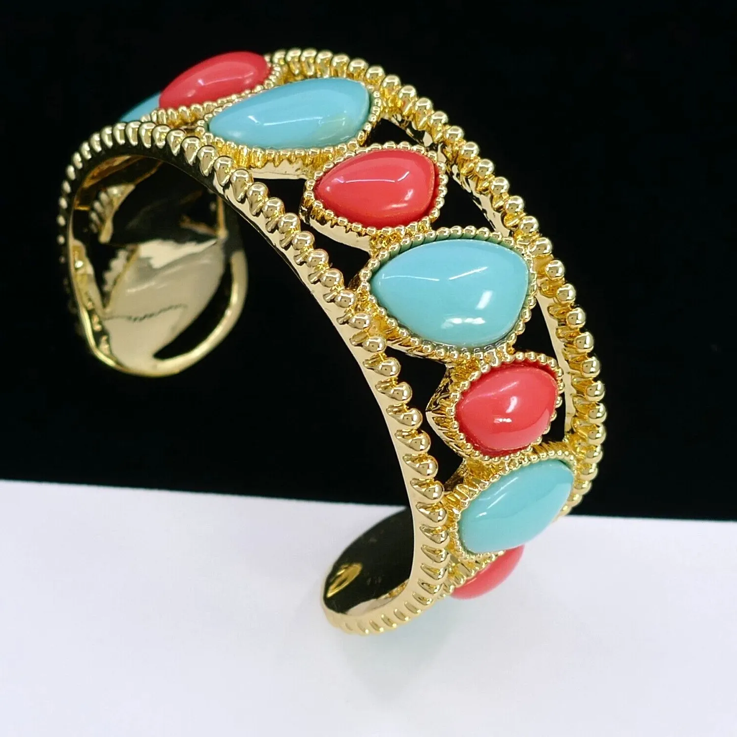 Authentic Coral Tide Gold- Plated Cuff Bracelet