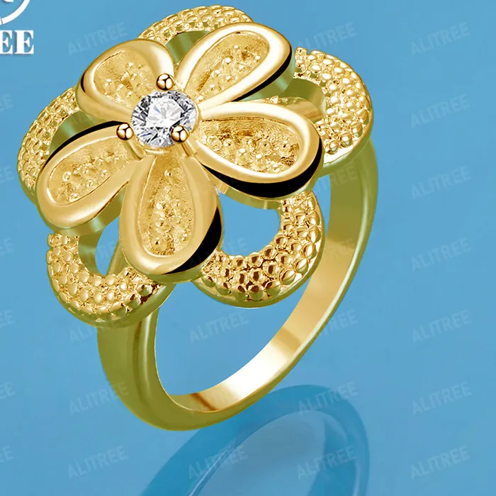 Authentic Selling 18K Gold Ring Flower Ring Aaa Zircon Jewelry Nice Accessories