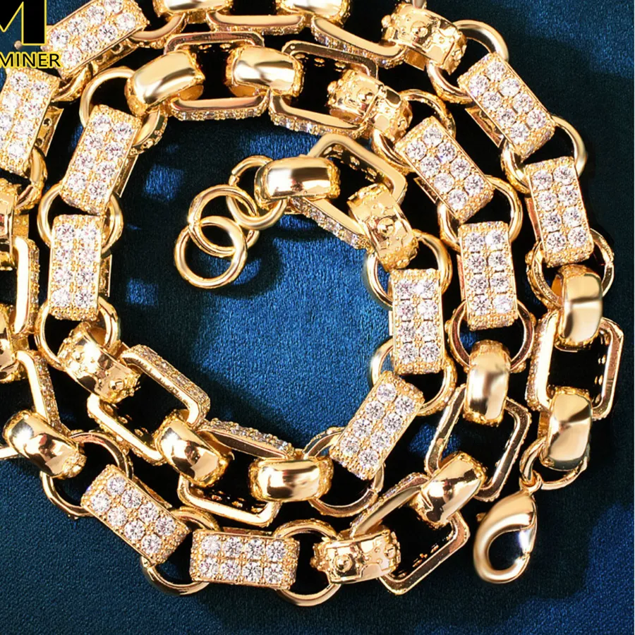 Authentic Icedminer 14Mm Box Chain Iced Out Tennis Chain Necklace Bling Zircon Goth Hip Hop Jewelry Free Shipping