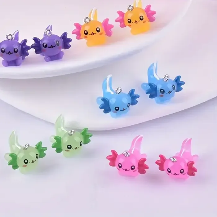Authentic Ten Resin Axolotl Spirit Charms For Sacred Handmade Adornment
