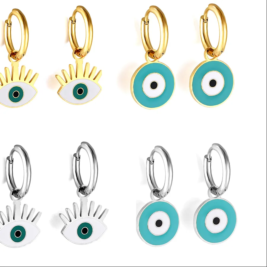 Authentic Whispers Of Protection Emerald & Ivory Eye Of Providence Hoop Earrings