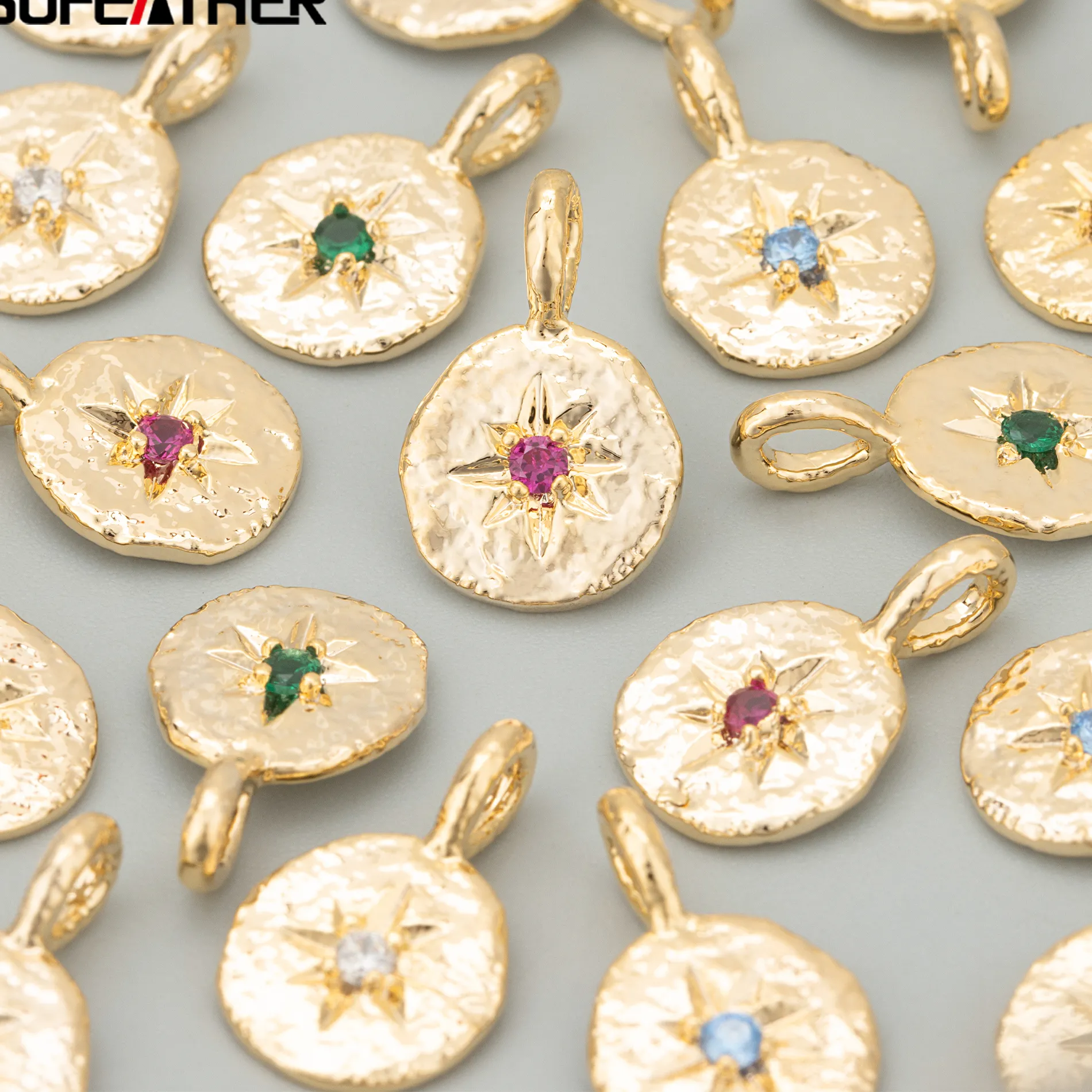 Authentic GUFEATHER,6pcs/lot,ME61,jewelry accessories,18k gold rhodium plated,,nickel free,zircon,charms,diy pendants,jewelry making