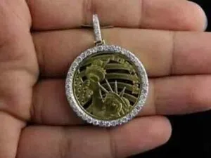 Authentic Moissanite Liberty Coin Pendant A Golden Talisman Of Boundless Freedom