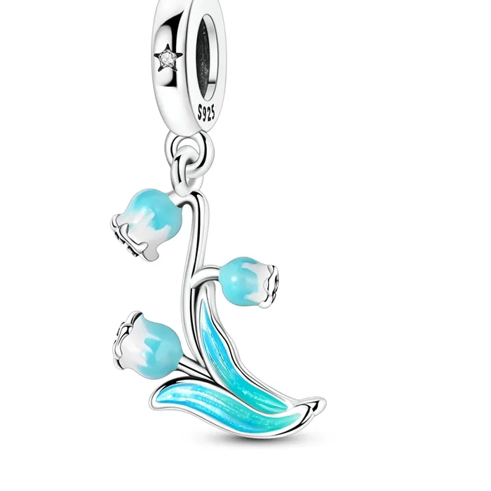 Authentic 925 Sterling Silver Color Lily Of The Valley Charms Pendant Fit Original Bracelet Diy Valentine's Day Jewelry