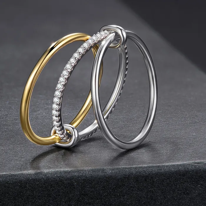 Authentic Trilayer Celestial Moissanite Ring In Sterling Silver