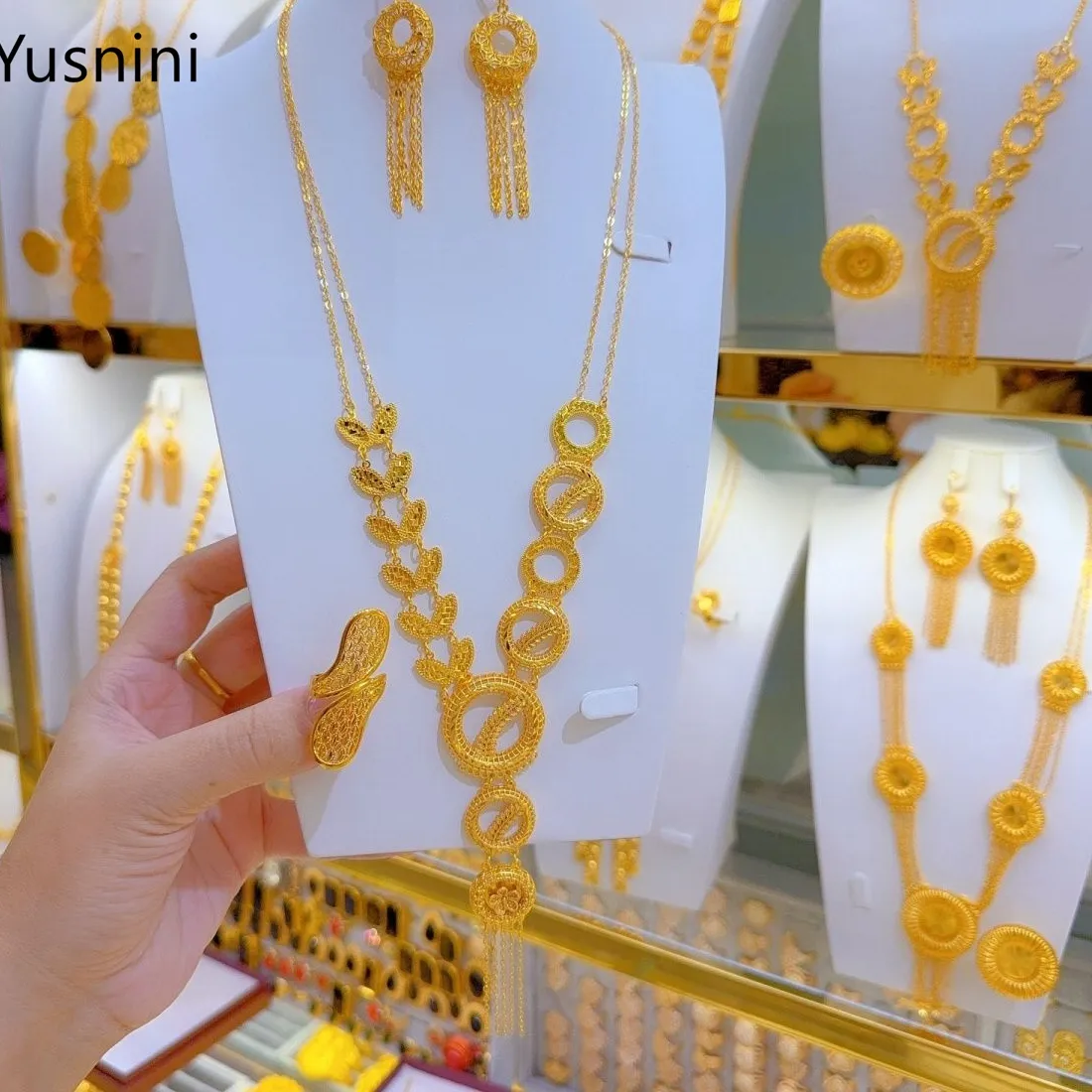 Authentic Celestial Union 24K Gold Plated Necklace & Earrings The 888 Blessing