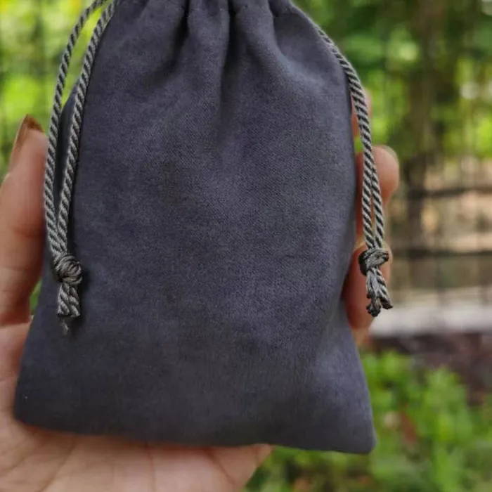 Authentic Gray Suede Bags 8X10Cm 3X4In Of 50 Jewelry Makeup Dust Sack Flannel Velvet Logo Pouches