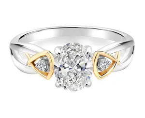 Authentic Radiant Two- Tone Talisman 1.50 Ct Lab Diamond Ring Of Light And Grace