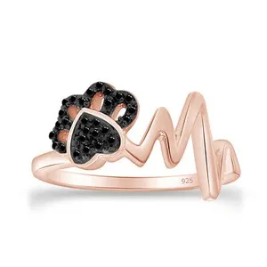 Authentic Whisper Of The Heartbeat A 0.1 Ct Black Diamond Paw Talisman In Rose Gold Plated Silver