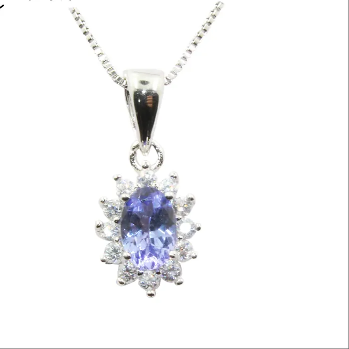 Authentic Veil Of Twilight Natural Tanzanite Pendant In 925 Silver
