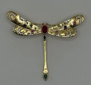 Authentic Dragonfly Of Ruby Light A Rhodium And Gold- Plated Talisman Of Grace And Transformation