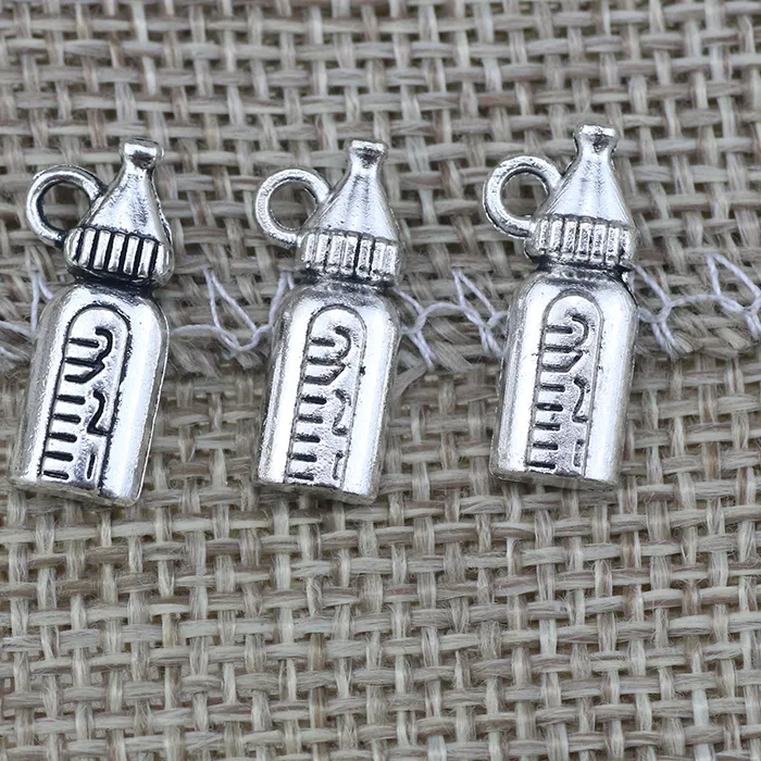 Authentic 20 Pieces/Lot 8mm*17mm Antique Silver Plated Alloy Diy Charms Feeding Bottle Baby Charms For Jewelry Making