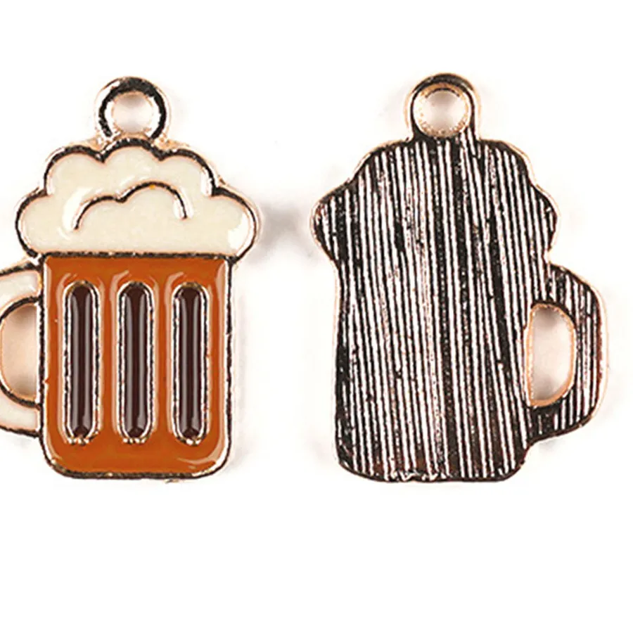 Authentic 10pcs Drink Beer Mug Honey Jar Teacup Charm Necklace Feeding Bottle Pendants Jewelry Crafts