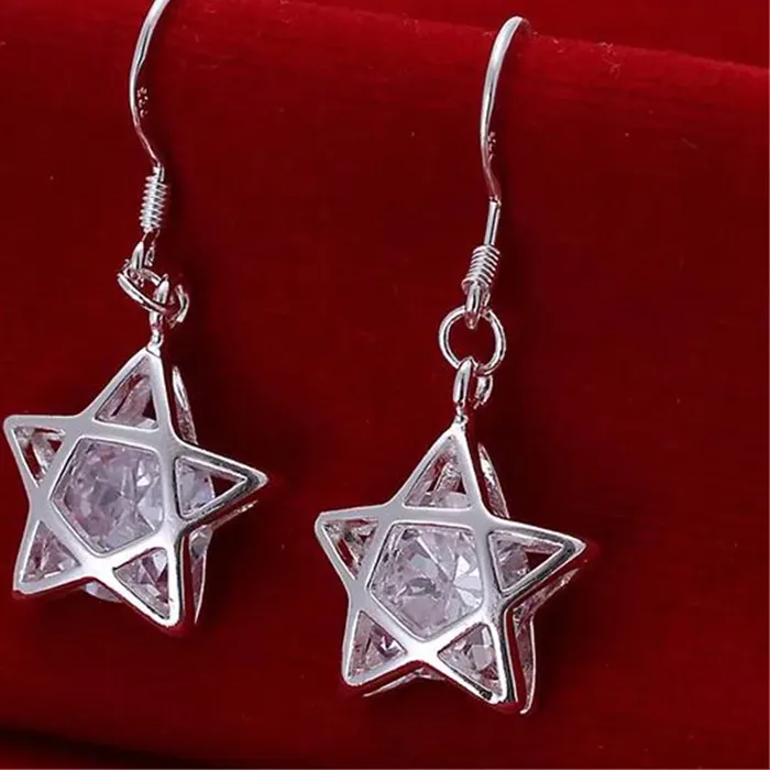 Authentic Celestial Star Crystal Earrings In Gold- Plated Sterling Silver