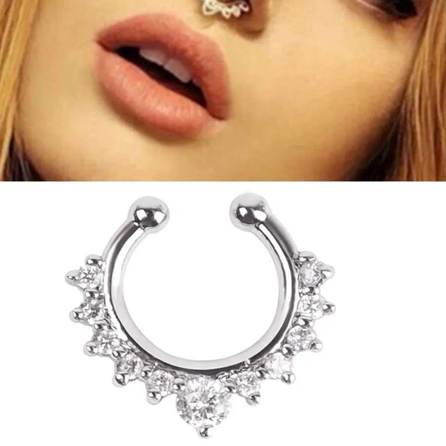Authentic Celestial Septum Halo A Gold- Plated Nasel Ring Crowned With Zircon Light
