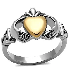 Authentic Women's Claddagh Promise Ring, Rose Gold Plated, Stainless Steel, Heart, Hands