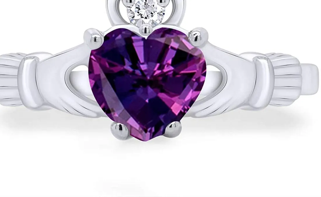 Authentic The Ethereal Heart of the Celts: Amethyst Claddagh Talisman