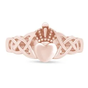 Authentic Claddagh Ring in 14K Rose Gold Plated Sterling Silver