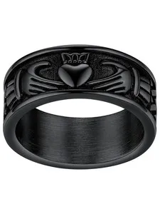 Authentic Wedding Band Rings Men 14K Gold Plated Claddagh Jewelry for Love Cadmium Safe...