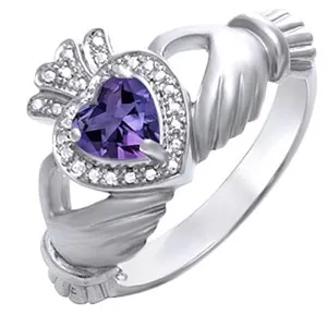 Authentic Amethyst Claddagh Sovereign Ring - Sacred Bond of Intuition and Spirit