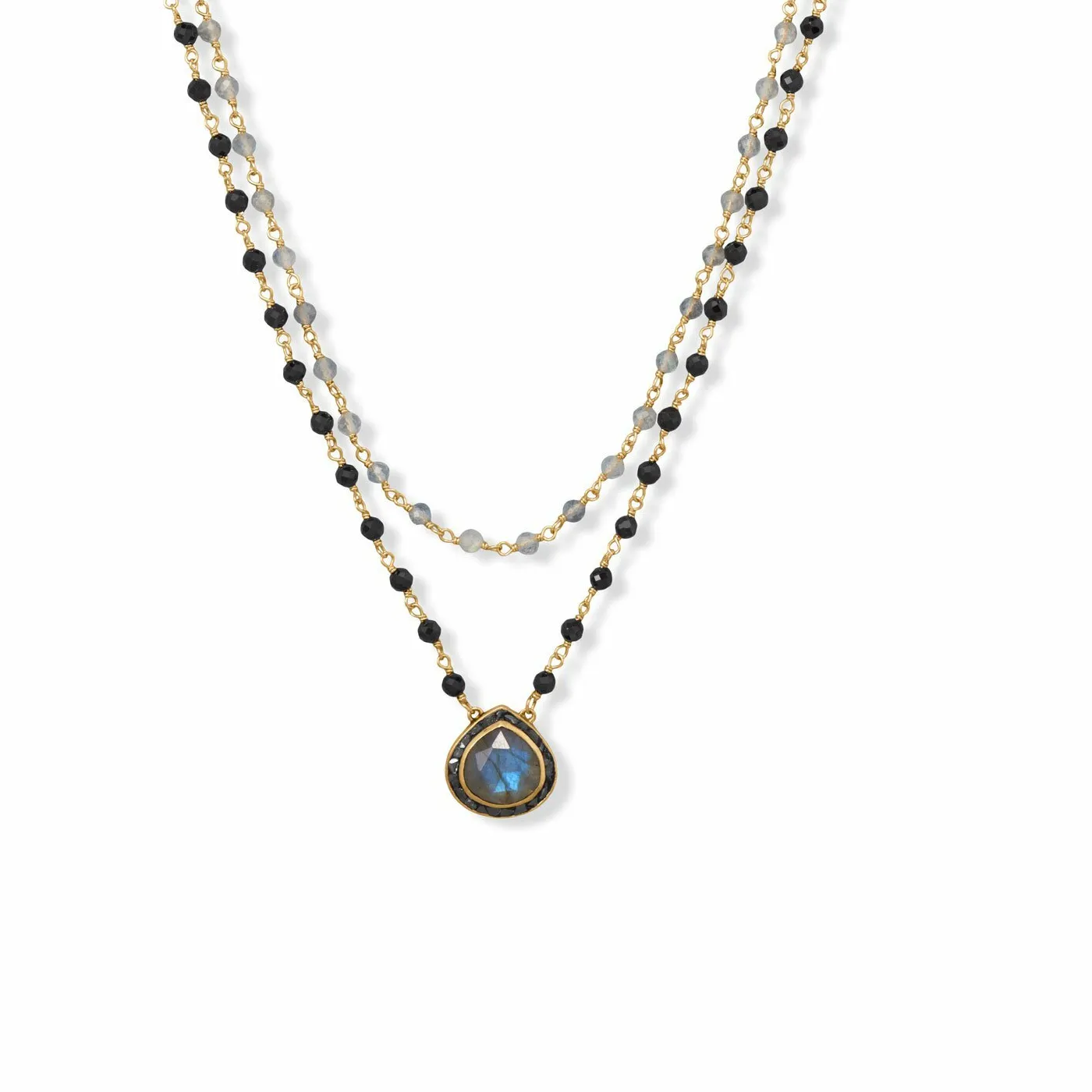 Authentic Labradorite and Black Onyx Shield of the Night Sky