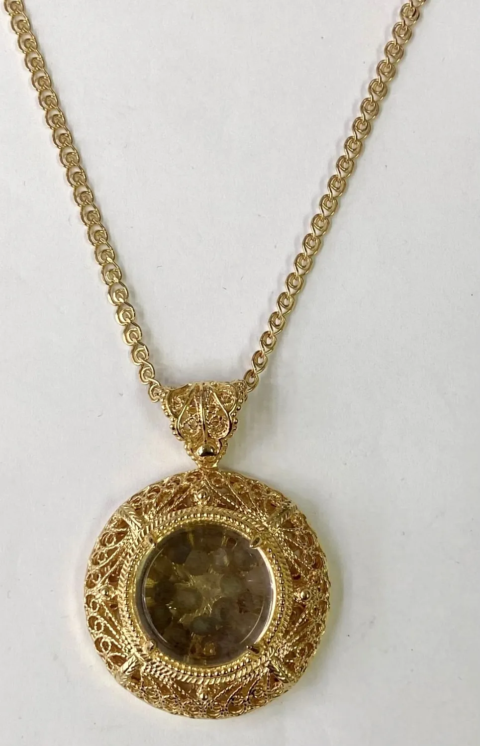 Authentic HSN Rarities Gold Plated Sterling Labradorite Shaker Pendant 35-3/4" Necklace