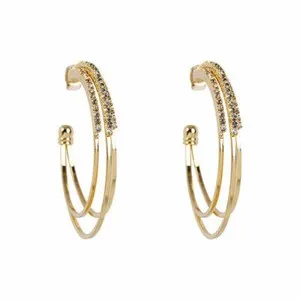 Authentic Tri- Tone Hoop Earrings Of Celestial Harmony Gold, Rose Gold, And Silver Talisman Circles