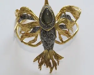Authentic 100% Authentic Alexis Bittar Gold Plated Labradorite Crystal Bird Bracelet