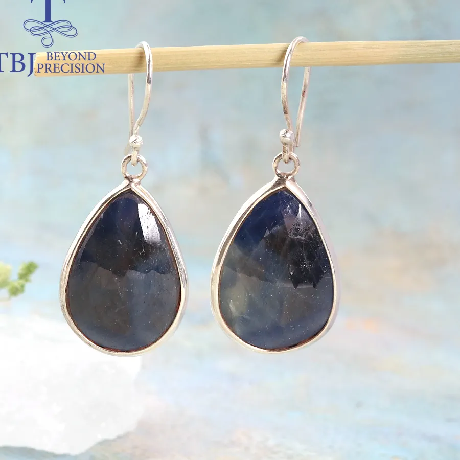 Authentic Celestial Sapphire Rose Drop Earrings 925 Sterling Silver Handcrafted Talisman