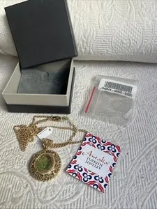 Authentic Sultan's Serenity Turkish Ornate Gold- Plated Peridot Talisman Necklace