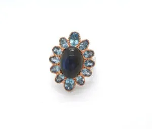 Authentic The Ethereal Aurora: Rose-Gold Labradorite and Topaz Ring