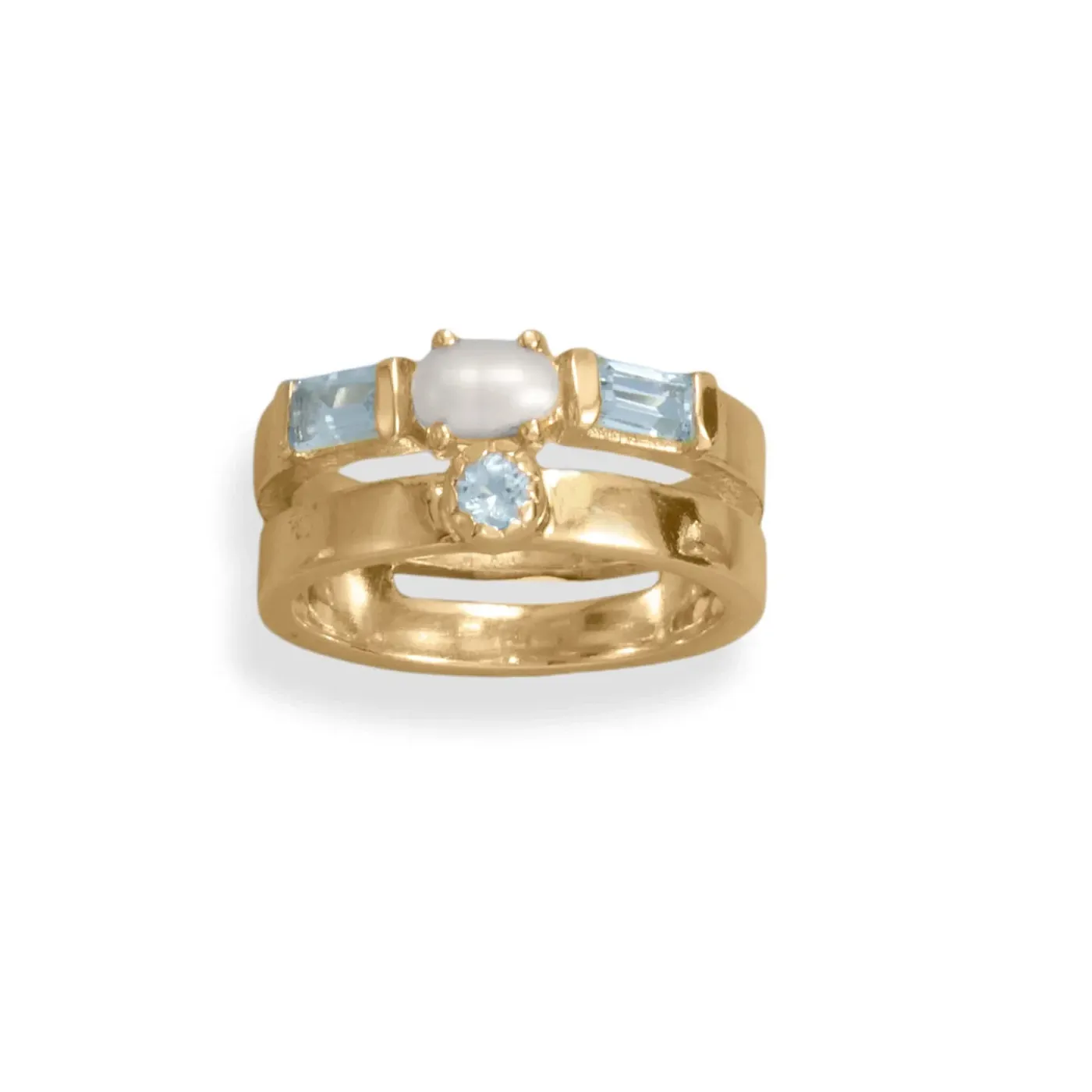 Authentic Gorgeous 14 Karat Gold Plated Sterling w Labradorite and CZ Ring