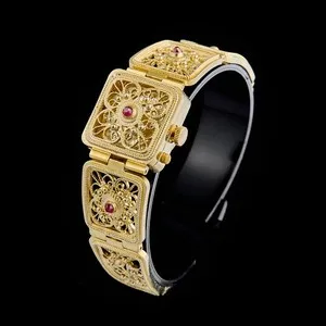 Authentic The Golden Seagull Talisman A Sacred Filigree Wristwatch Of Ruby Enchantment