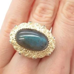 Authentic Luminous Guardian of the Threshold: Labradorite & C Z Ring