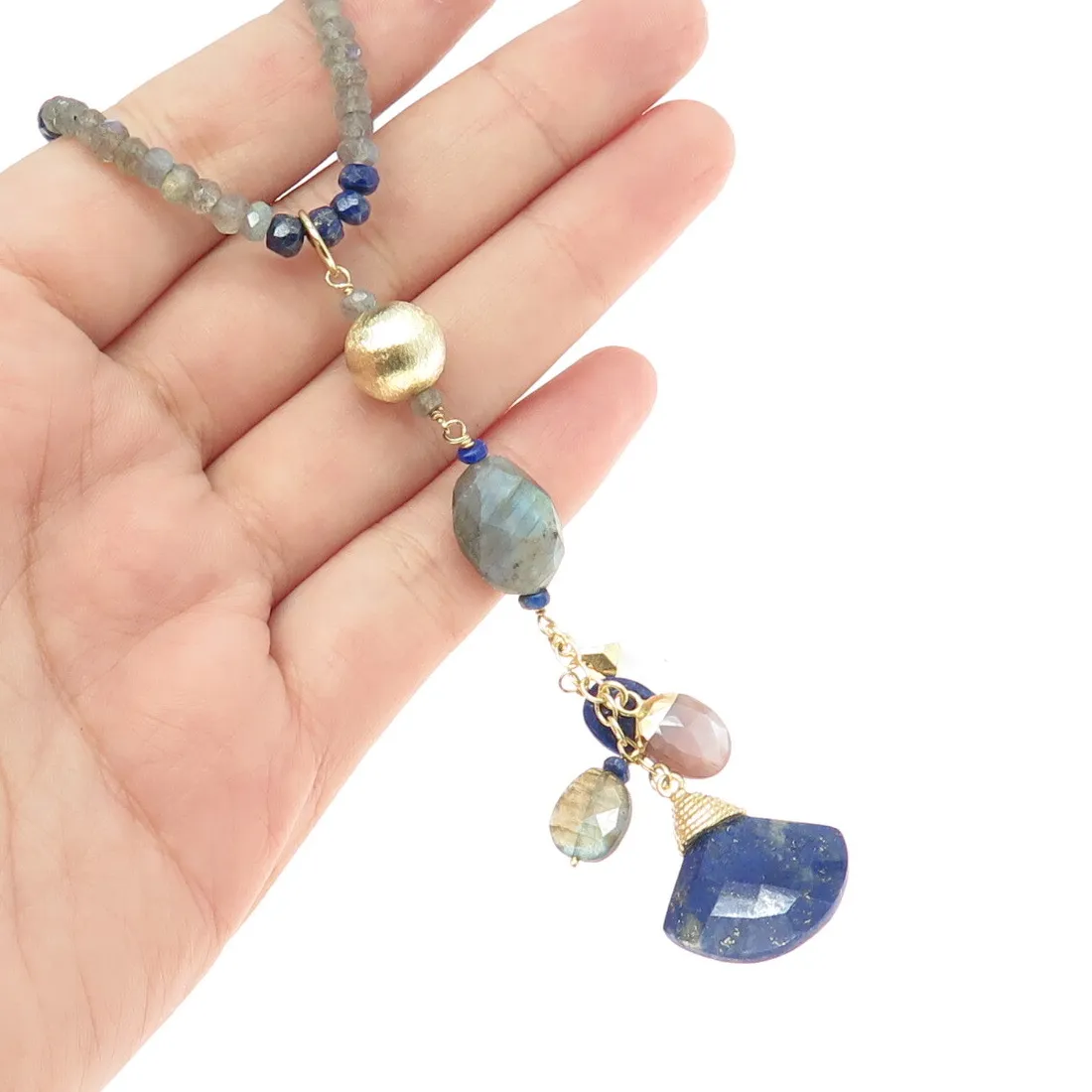 Authentic Celestial Convergence Beaded Talisman: Labradorite, Lapis, and Mother of Pearl