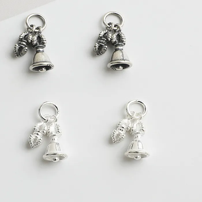 Authentic 1Pc 925 Sterling Silver Tibetan Style Buddhism Vajra Pestle Bells Charms Crystal Bracelets Bangles Silver Pendants Diy Jewelry