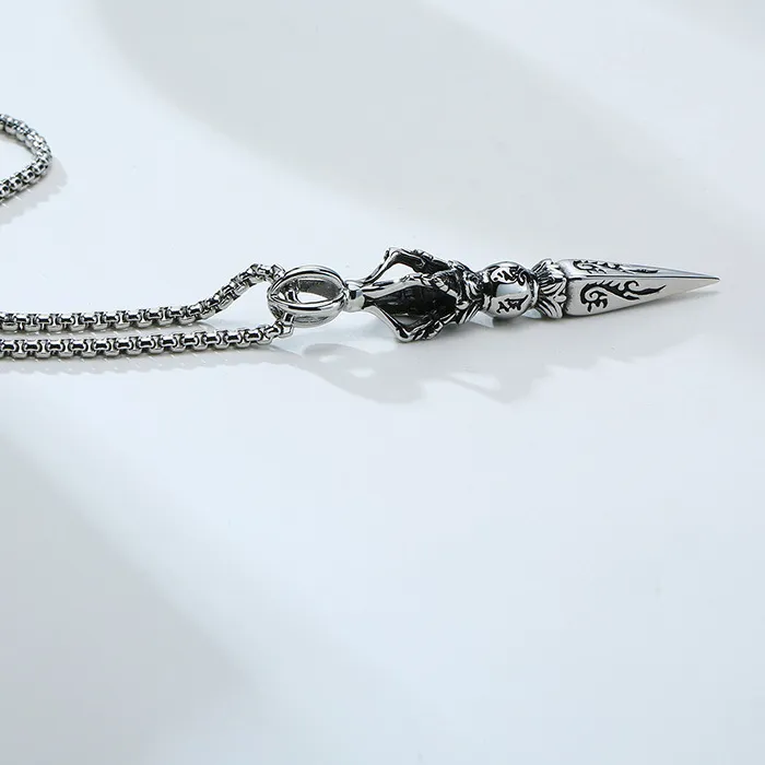 Authentic Six Character Truth Pestle Necklace Male Tiktok Buddha Vajra Pestle Pendant Male Hip- Hop Personality M
