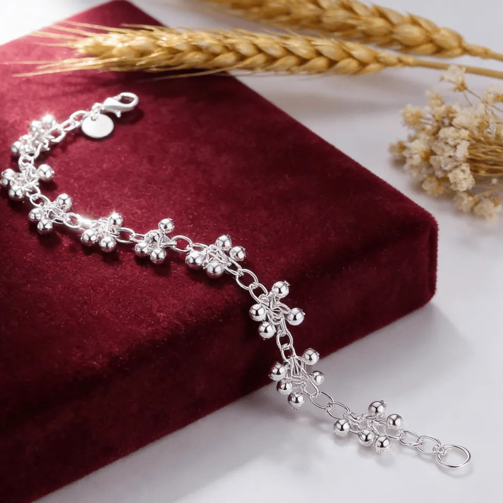 Authentic Custom Grape Beads 925 Sterling Silver Bracelet For Woman Costume Jewelry Christmas