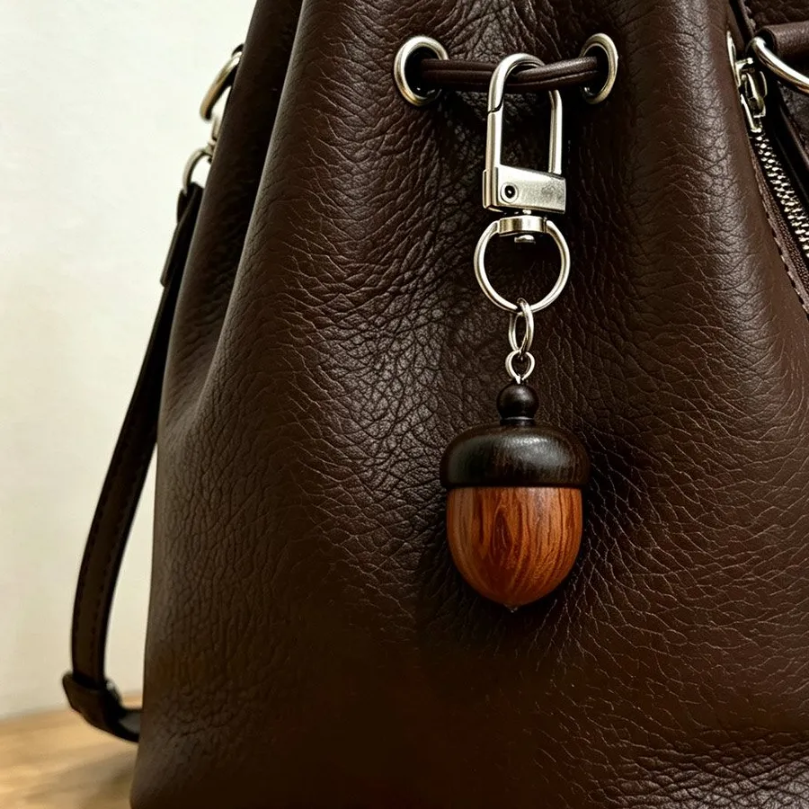 Authentic Simulation Acorn Keychain Lightweight Small Item Storage Bag Pendant Round O- Shaped Buckle Keychain Bag Accessory