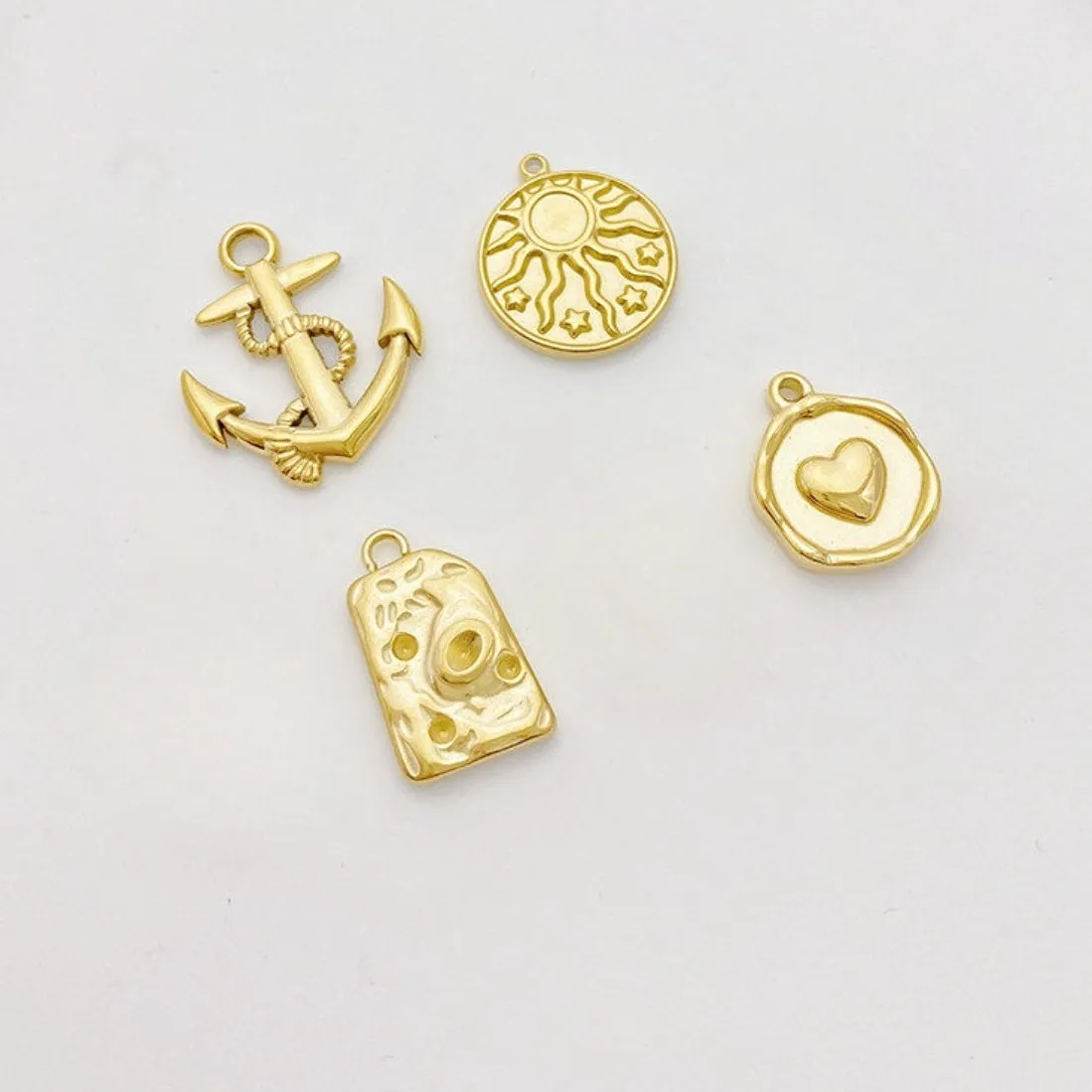 Authentic Vacuum Plated 14K Gold Plated Peach Heart Sun Star Pendant Diy Findings For Bracelet Necklace Jewelry Makin