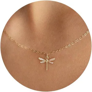 Authentic 14K Gold Plated Necklaces for Women - Dainty Butterfly, Star of David, Moon and