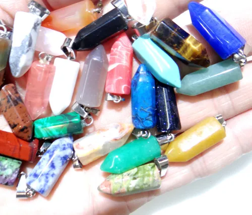 Authentic Symphony Of The Seven Souls Pillar Charms Of Amethyst, Rose Quartz, Tiger Eye & Unakite