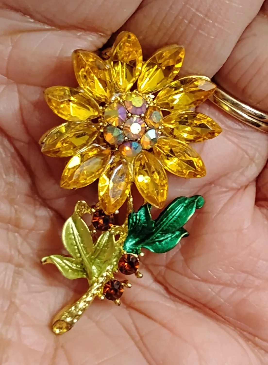 Authentic Solis Radiance: Vintage Amber Crystal Sunflower Talisman