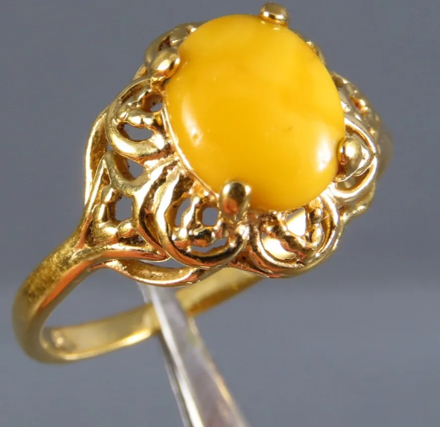 Authentic The Sunlit Golden Filigree Amber Ring Size 10