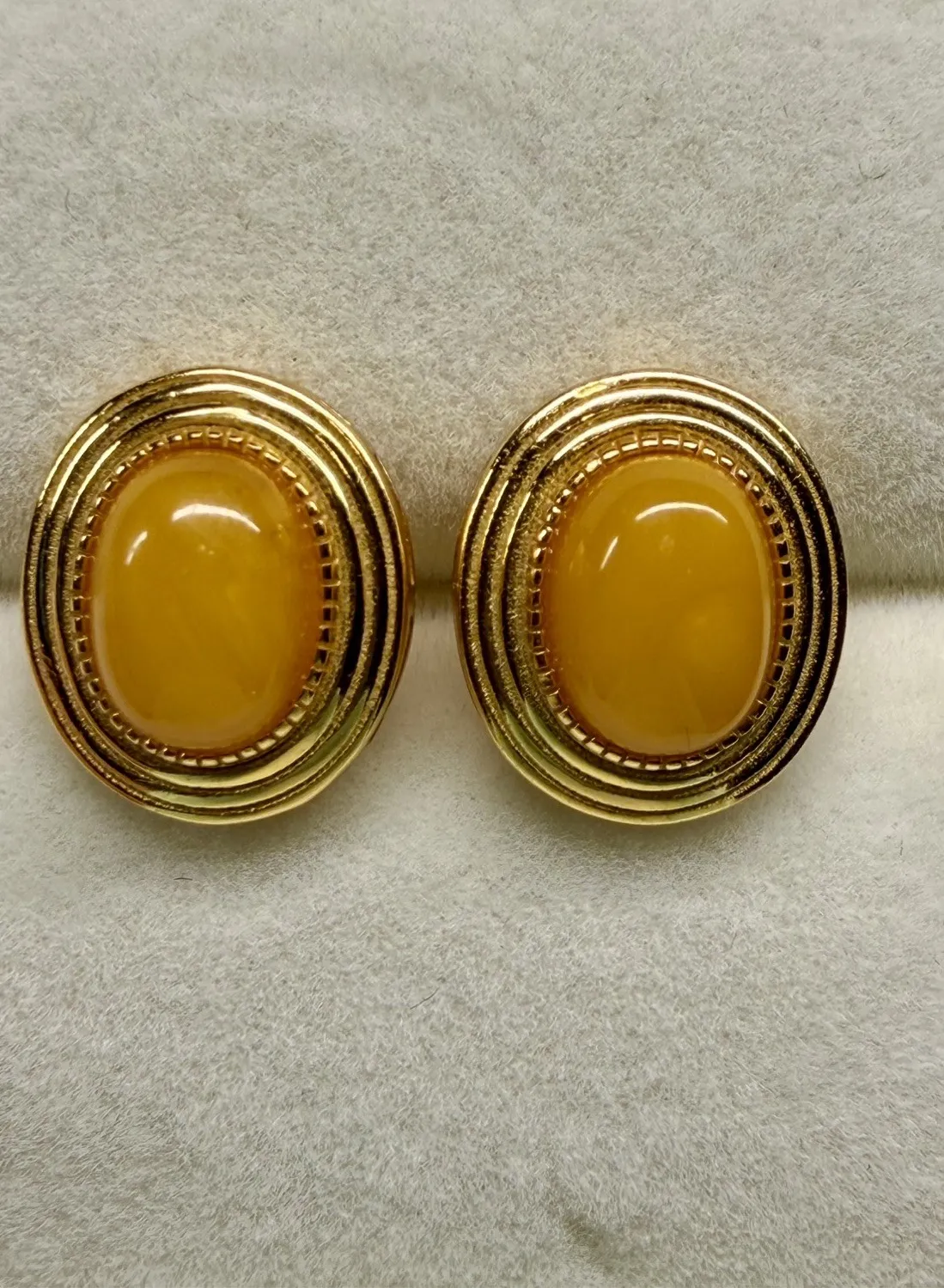 Authentic Natural Baltic Amber 925 Sterling Silver Gold Plated Stud Earrings