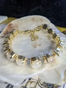 Authentic Celestial Moonstone Embrace – 14K Gold‑Plated Bracelet of Lunar Light