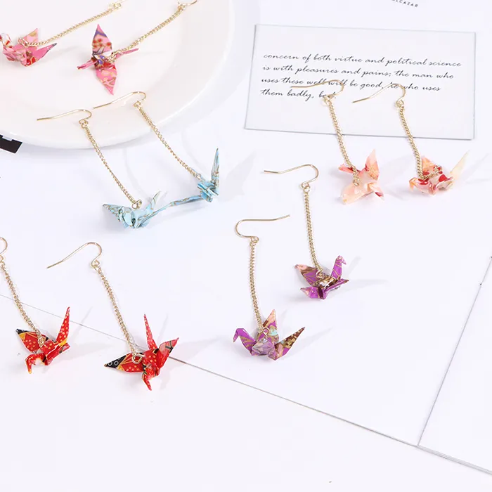 Authentic Crimson Avian Vows The Origami Crane Talisman Earrings