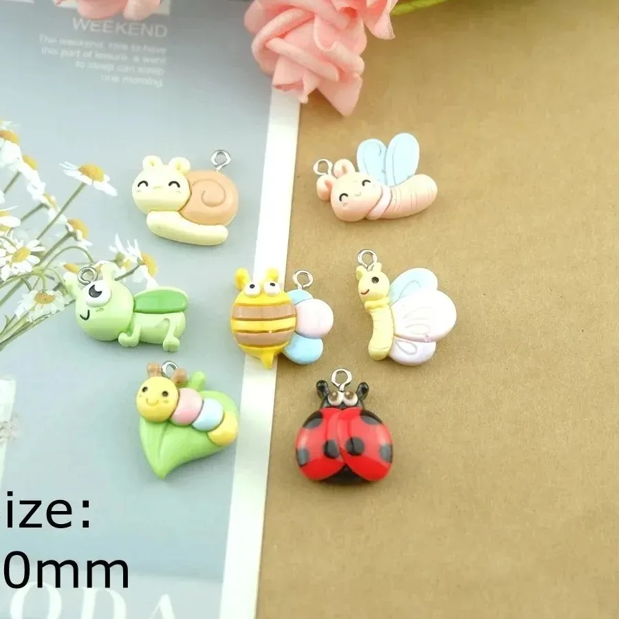 Authentic 10Pcs Lovely Kawaii Bee Butterfly Insect Flatback Cabochon Charms Tiny Bug Pendants Handmade Diy Craft Making Accessories