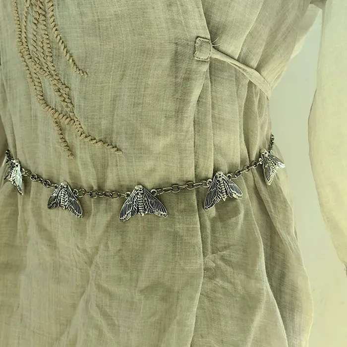 Authentic Dead Head Moth Belt, Costume Jewelry, Bug Waist Chain Belt, Creepy Goth Punk, Whimsigoth Moth Belt, Halloween